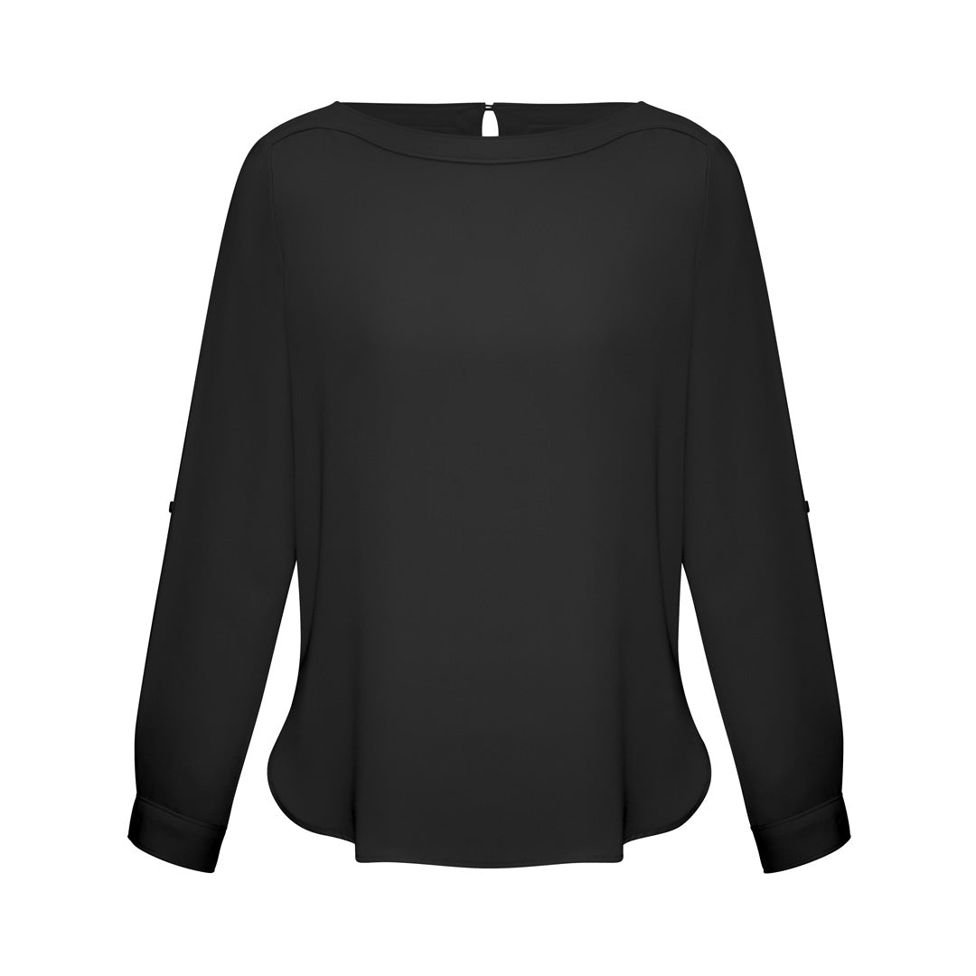 House of Uniforms The Madison Boatneck | Ladies | Long Sleeve Biz Collection Black