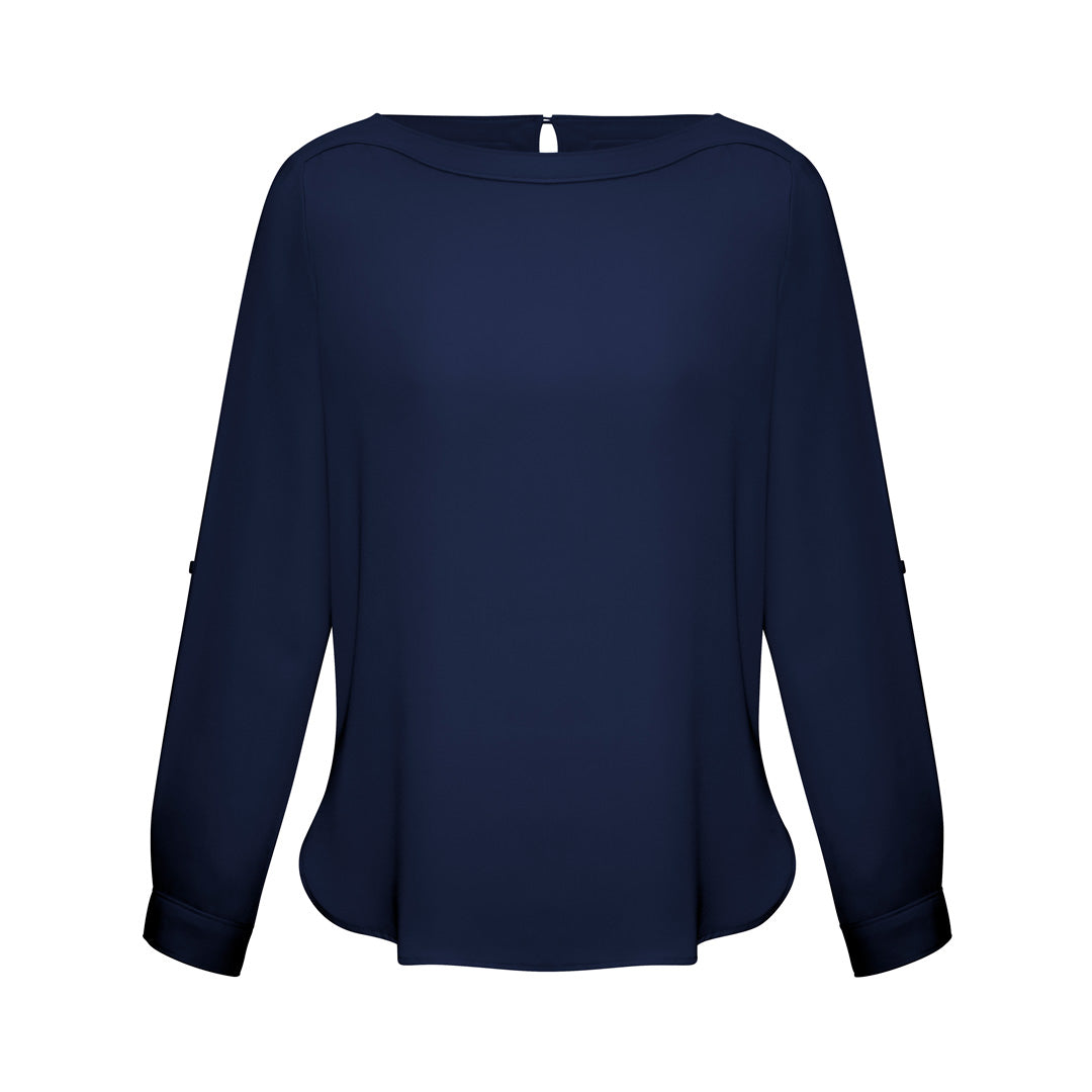 House of Uniforms The Madison Boatneck | Ladies | Long Sleeve Biz Collection Midnight Blue