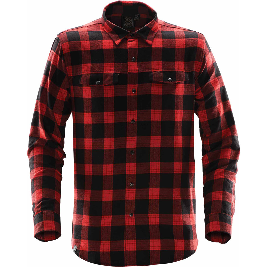 House of Uniforms The Logan Snap Front Shirt | Mens Stormtech Black/Red