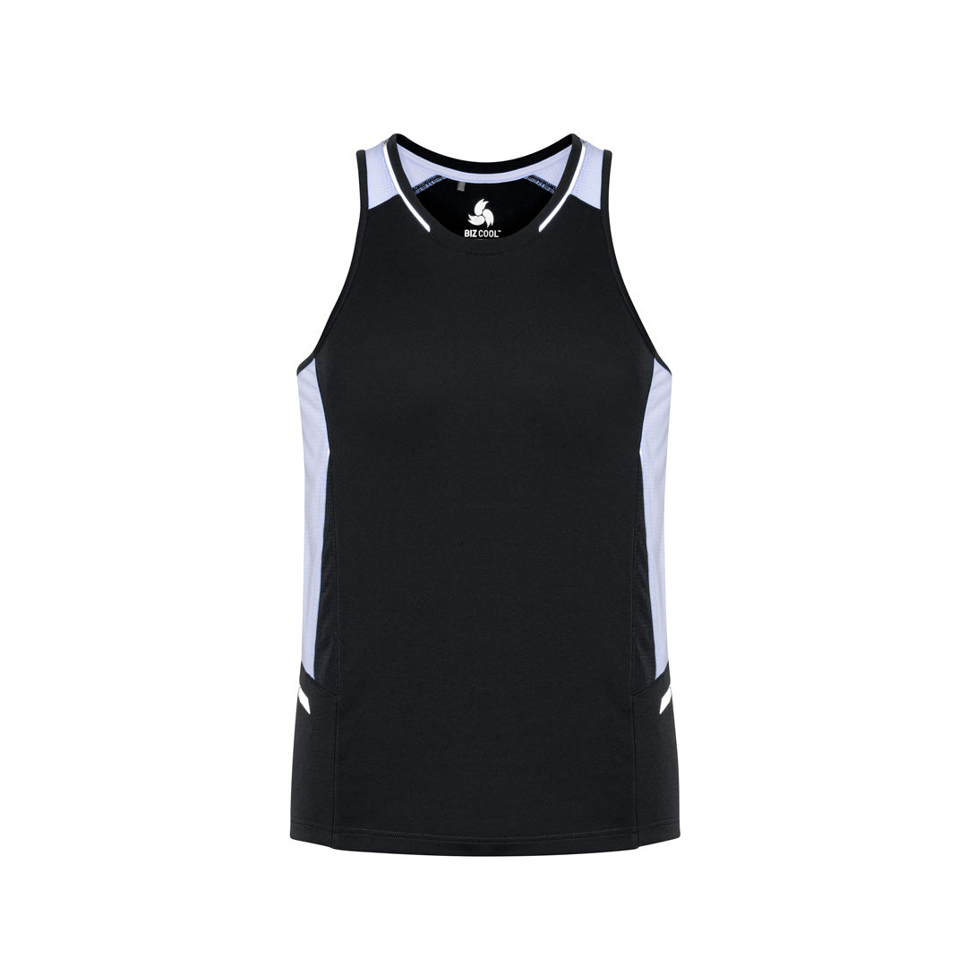 House of Uniforms The Renegade Singlet | Mens Biz Collection Black/White/Silver
