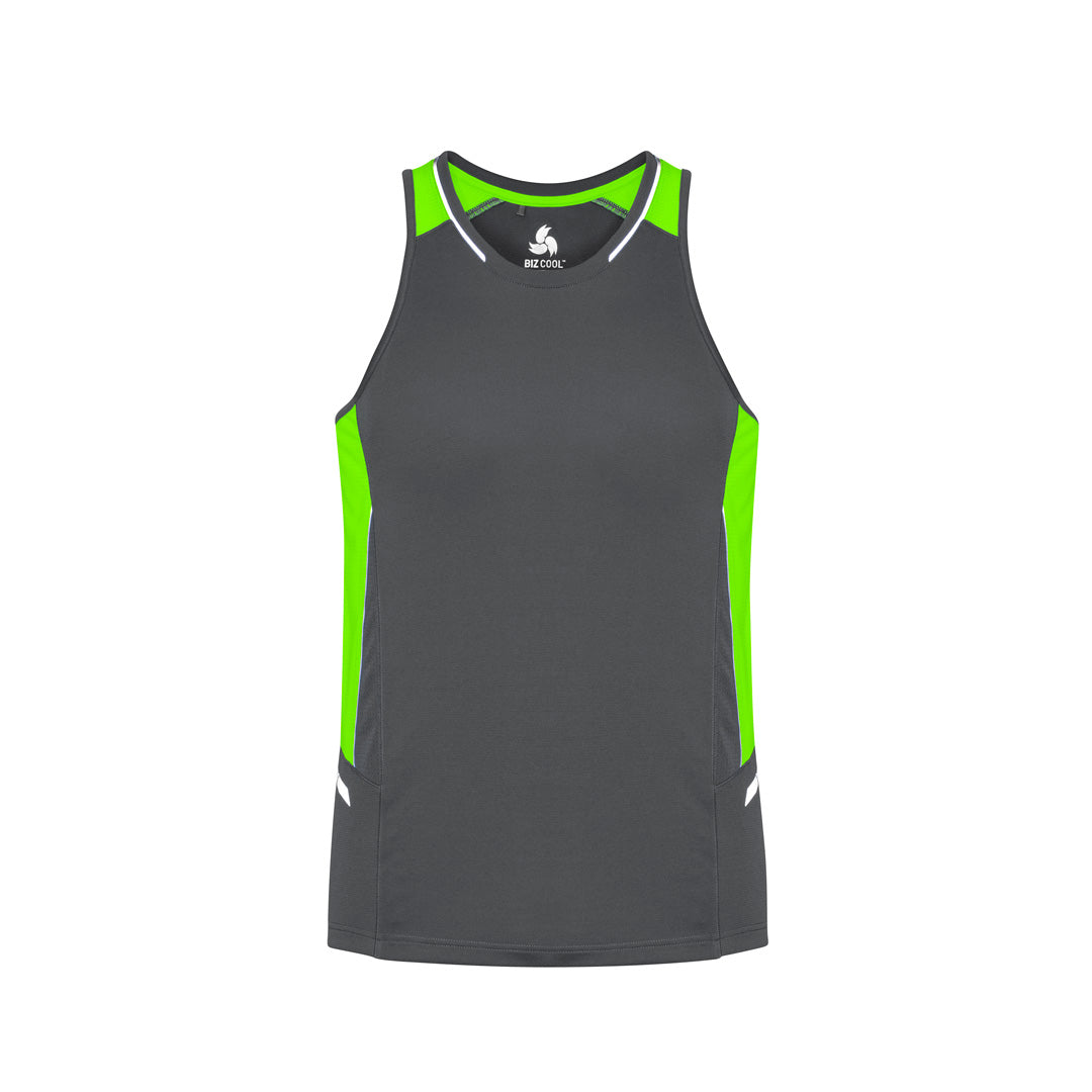 House of Uniforms The Renegade Singlet | Mens Biz Collection Grey/Lime/Silver