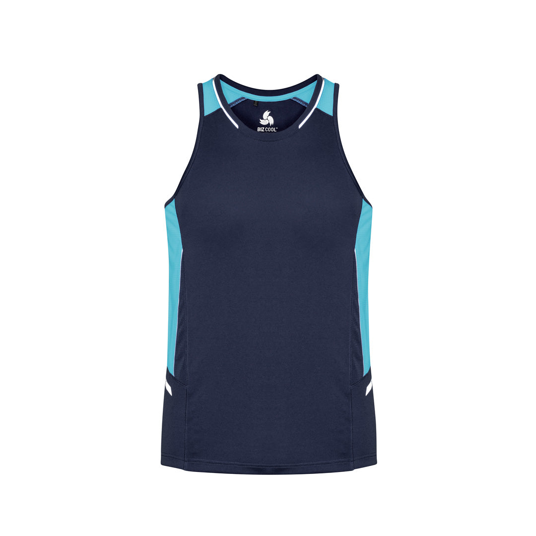 House of Uniforms The Renegade Singlet | Mens Biz Collection Navy/Sky/Silver