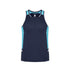 House of Uniforms The Renegade Singlet | Mens Biz Collection Navy/Sky/Silver