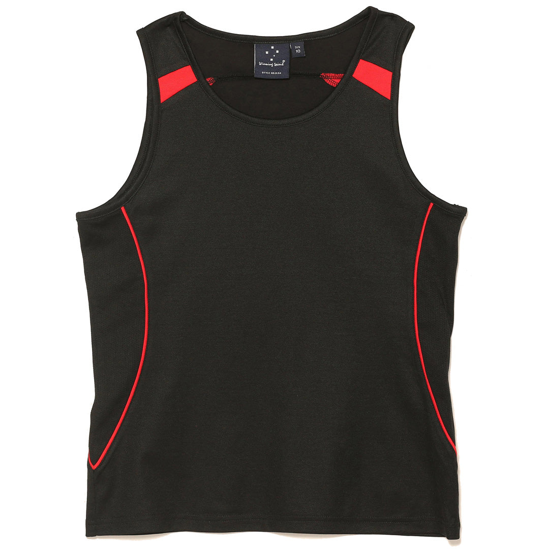 House of Uniforms The Legend Singlet | Ladies Winning Spirit Black/Red