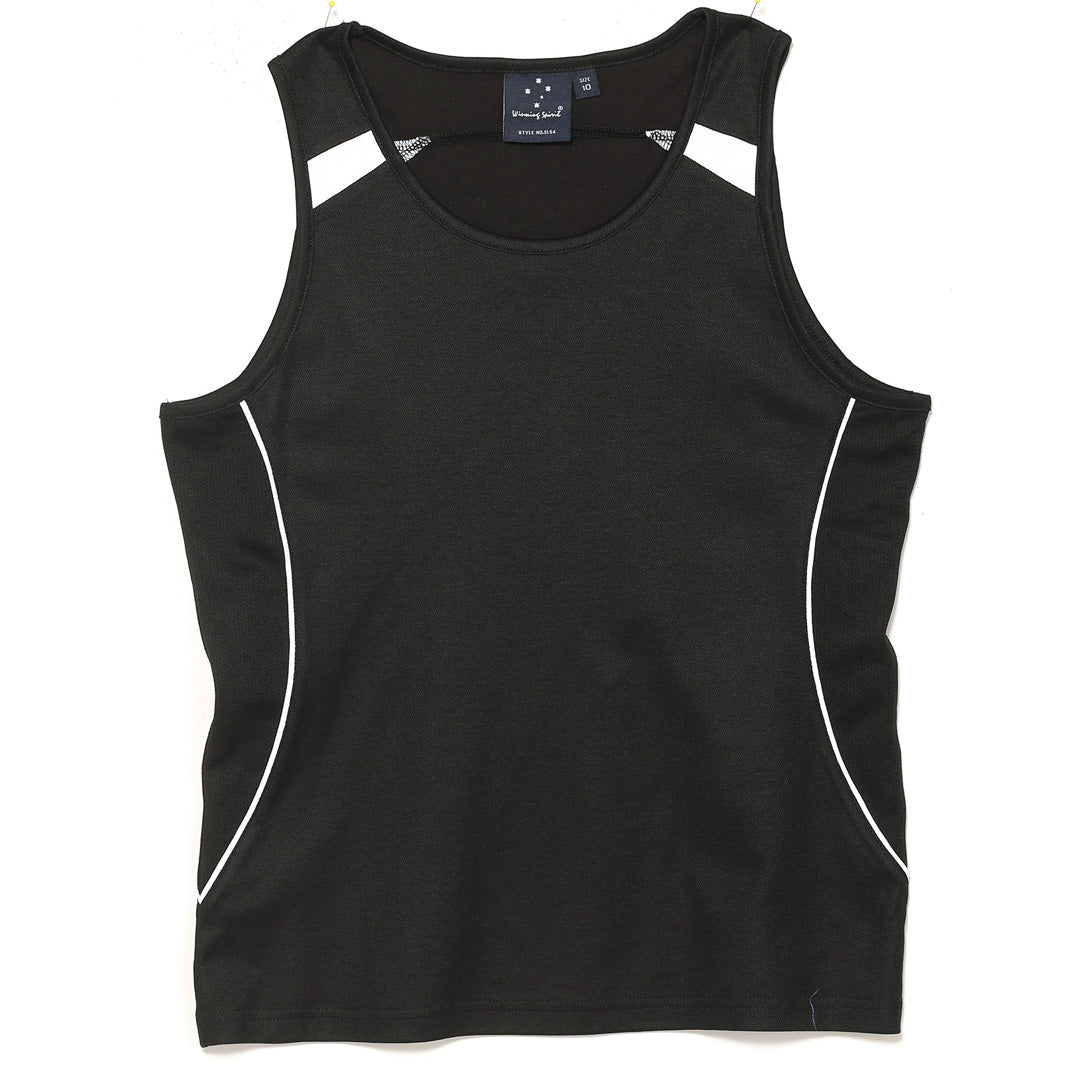 House of Uniforms The Legend Singlet | Ladies Winning Spirit Black/White