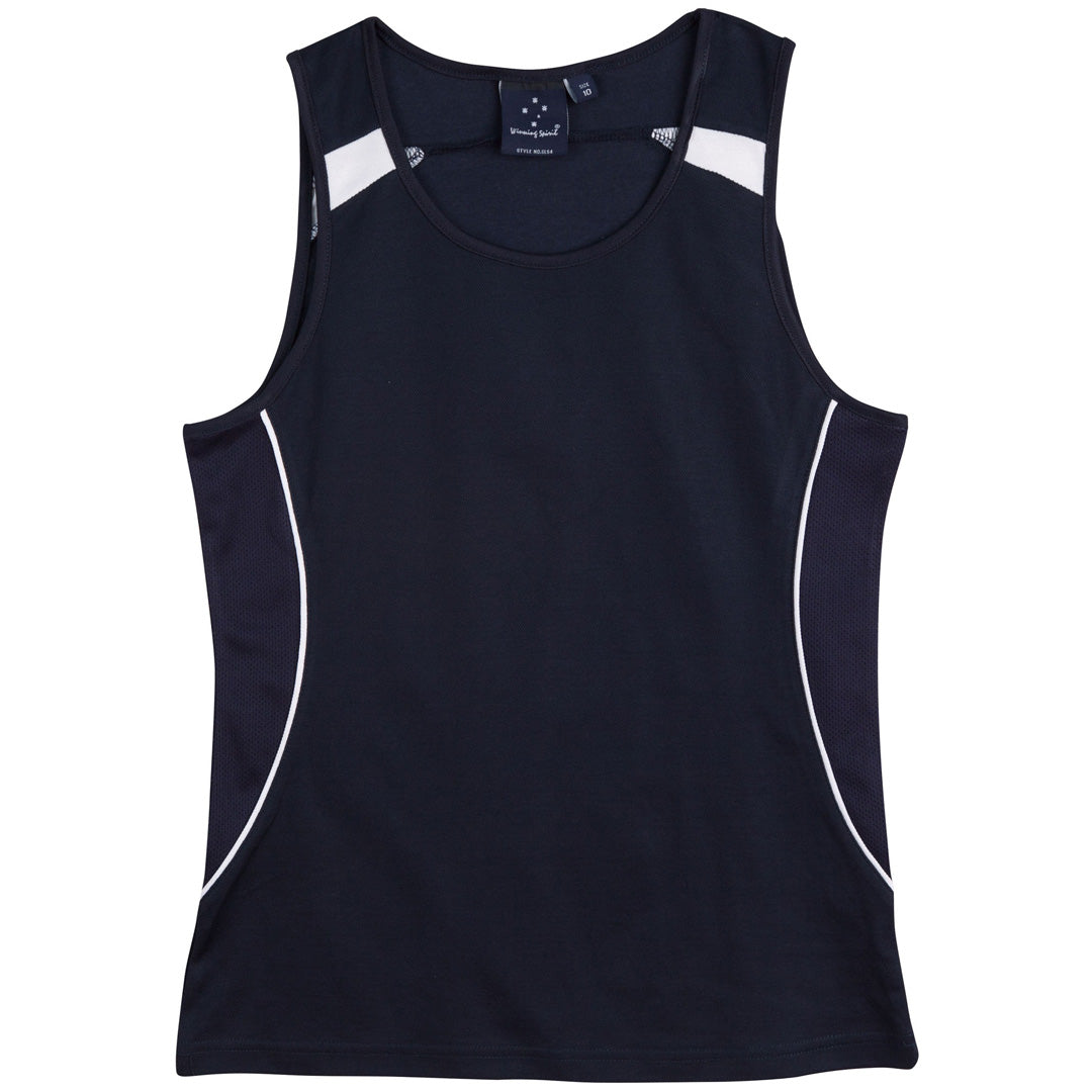 House of Uniforms The Legend Singlet | Ladies Winning Spirit Navy/White