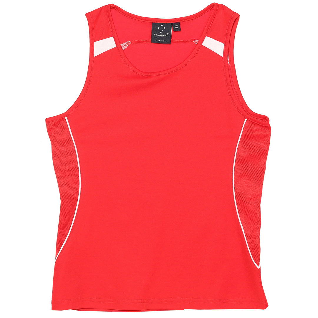 House of Uniforms The Legend Singlet | Ladies Winning Spirit Red/White