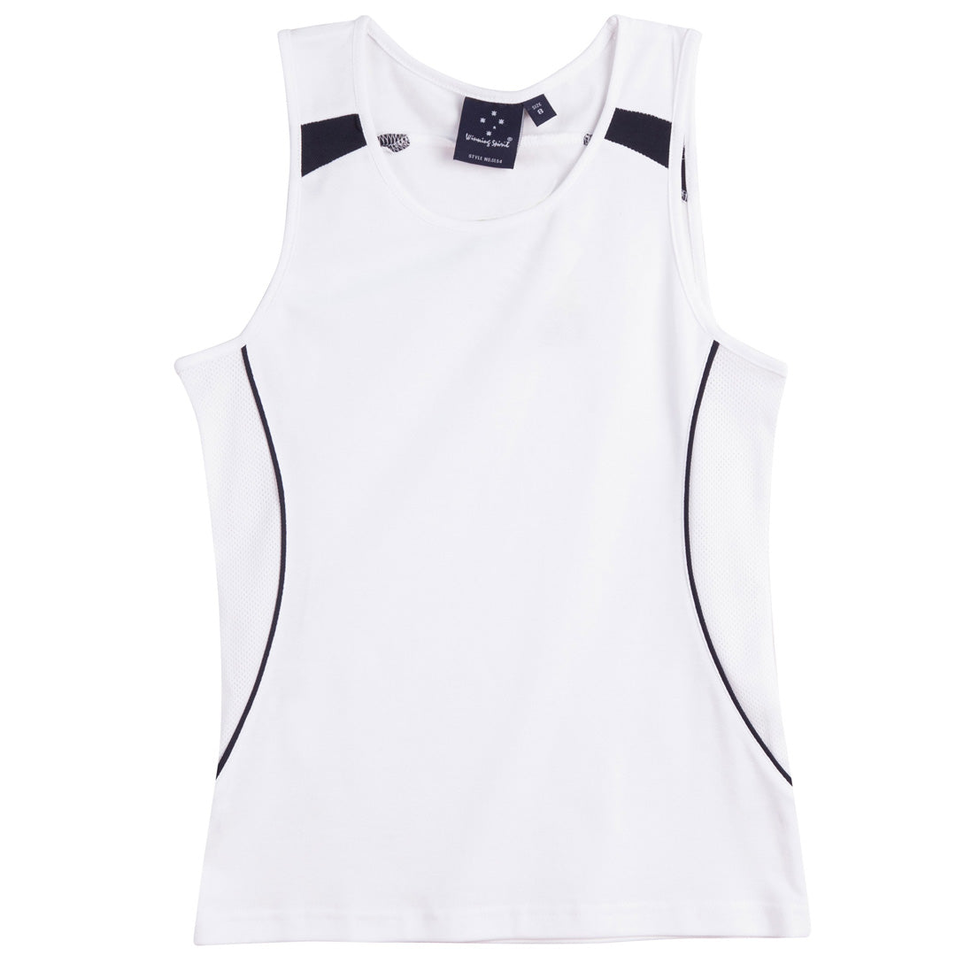 House of Uniforms The Legend Singlet | Ladies Winning Spirit White/Navy