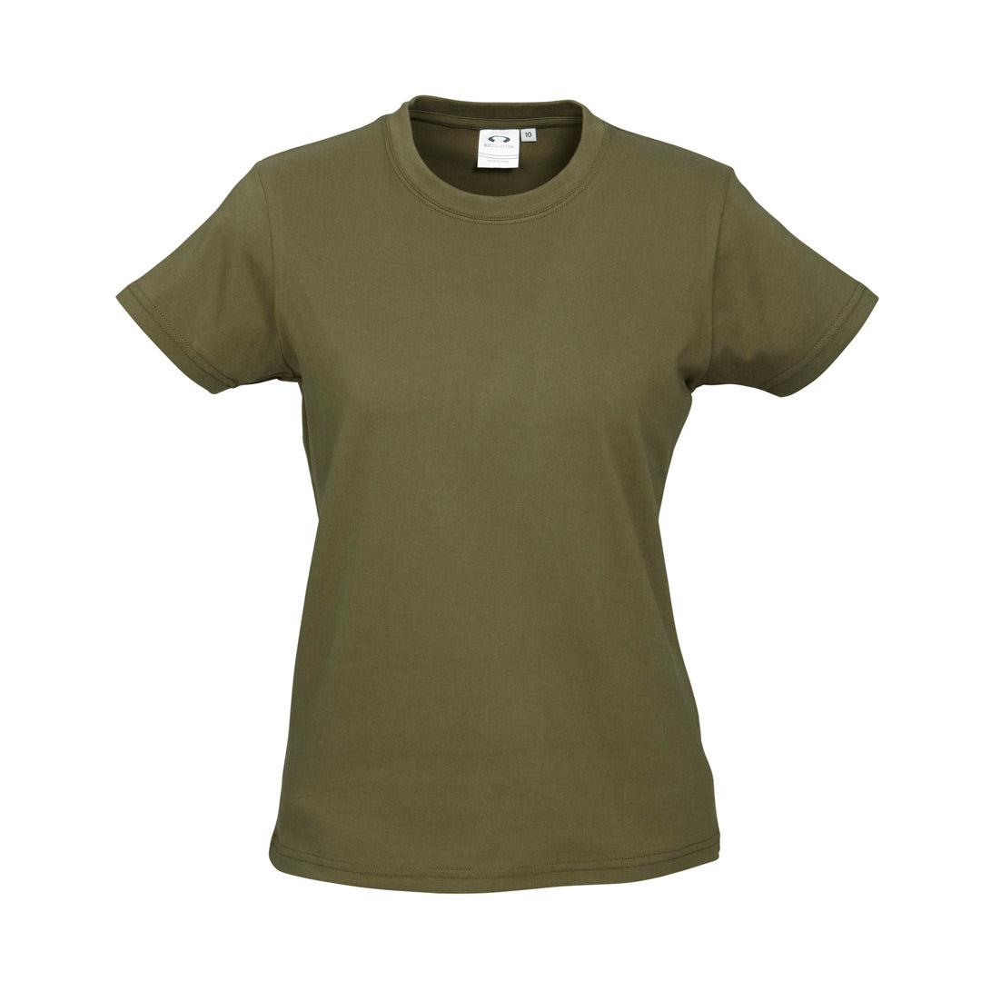 House of Uniforms The Ice Tee | Ladies | Short Sleeve | Dark Colours Biz Collection Khaki