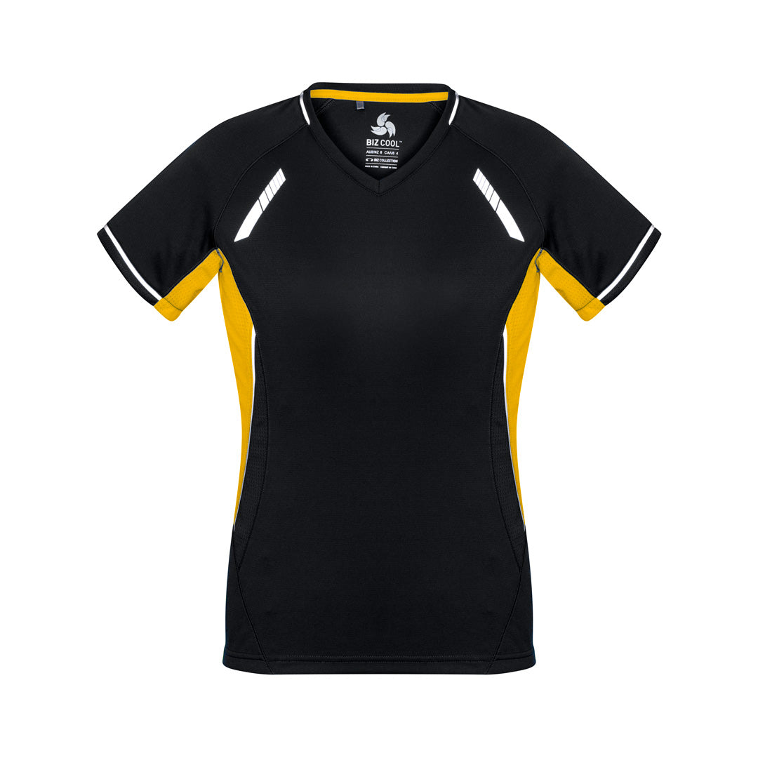 House of Uniforms The Renegade Tee | Ladies | Short Sleeve | Plus Biz Collection Black/Gold/Silver