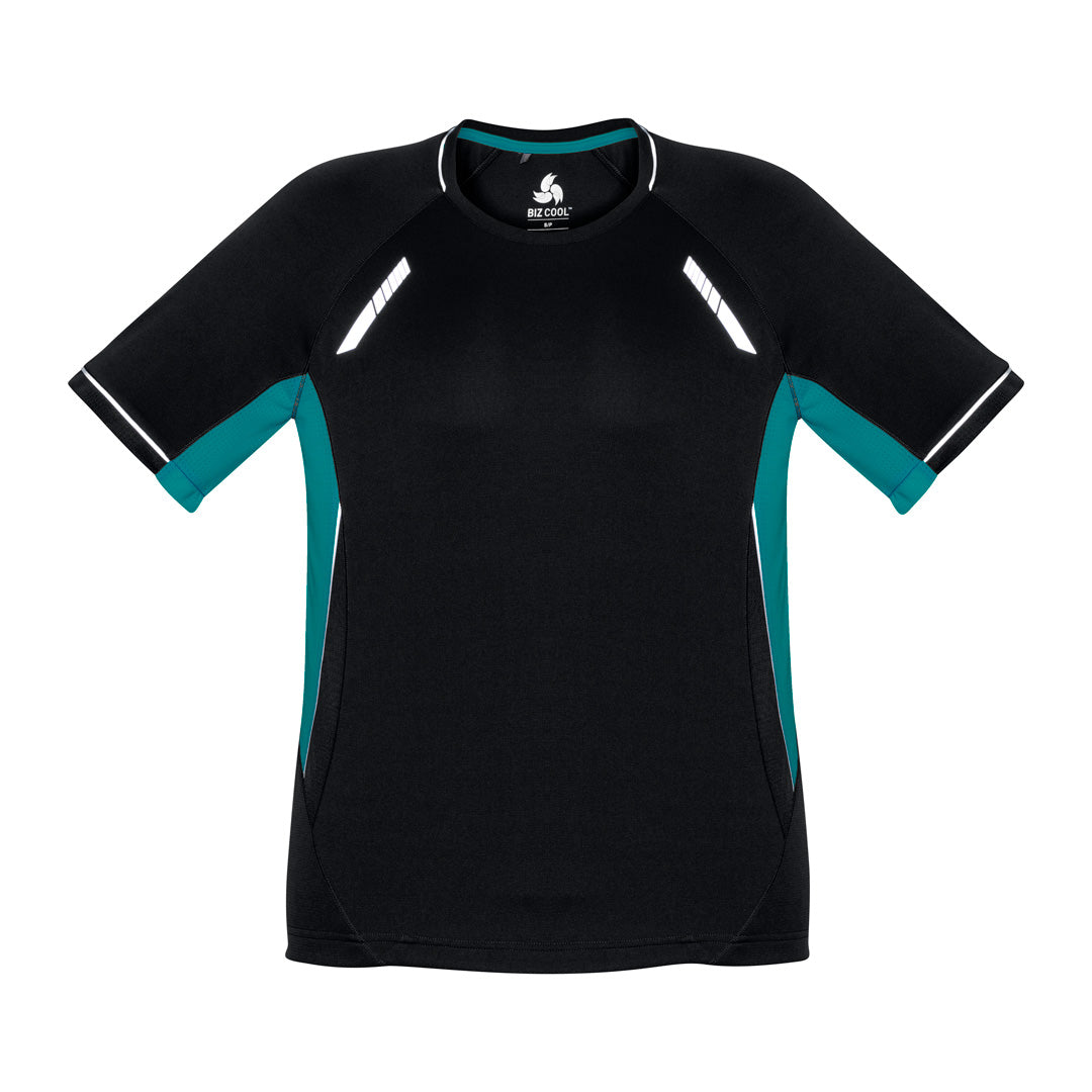 House of Uniforms The Renegade Tee | Mens | Short Sleeve Biz Collection Black/Teal/Silver
