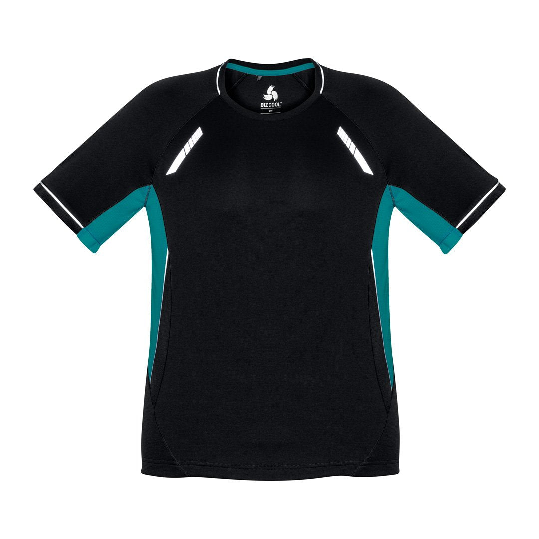 House of Uniforms The Renegade Tee | Kids | Short Sleeve Biz Collection Black/Teal/Silver