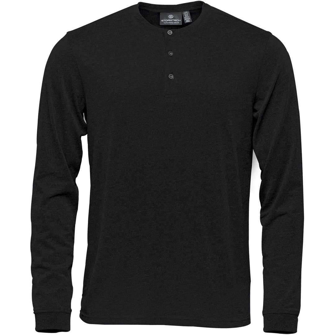 House of Uniforms The Torcello Henley Tee | Long Sleeve | Mens Stormtech Black
