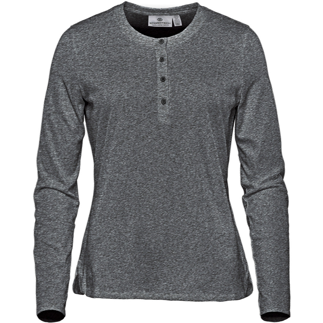 House of Uniforms The Torcello Henley Tee | Long Sleeve | Ladies Stormtech Graphite Marle