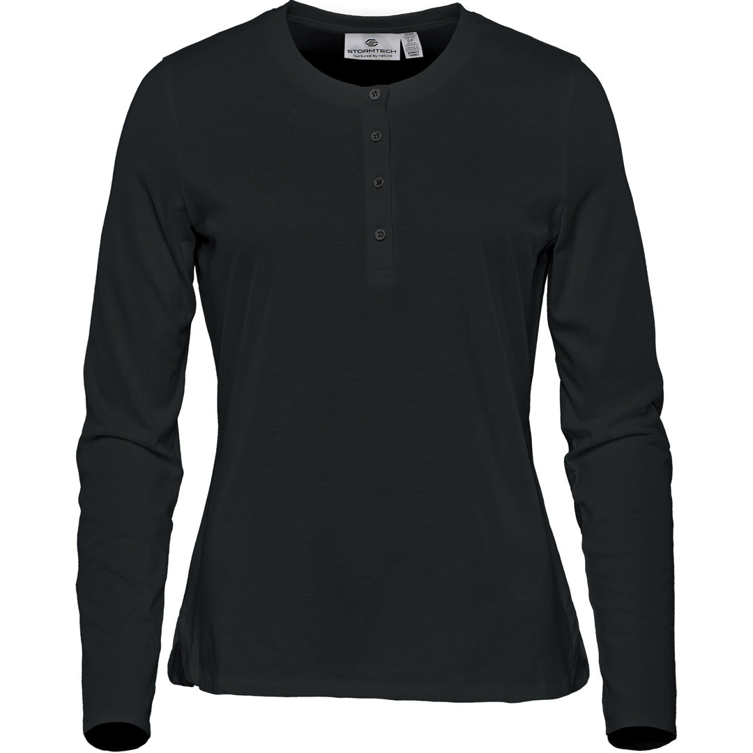 House of Uniforms The Torcello Henley Tee | Long Sleeve | Ladies Stormtech Black