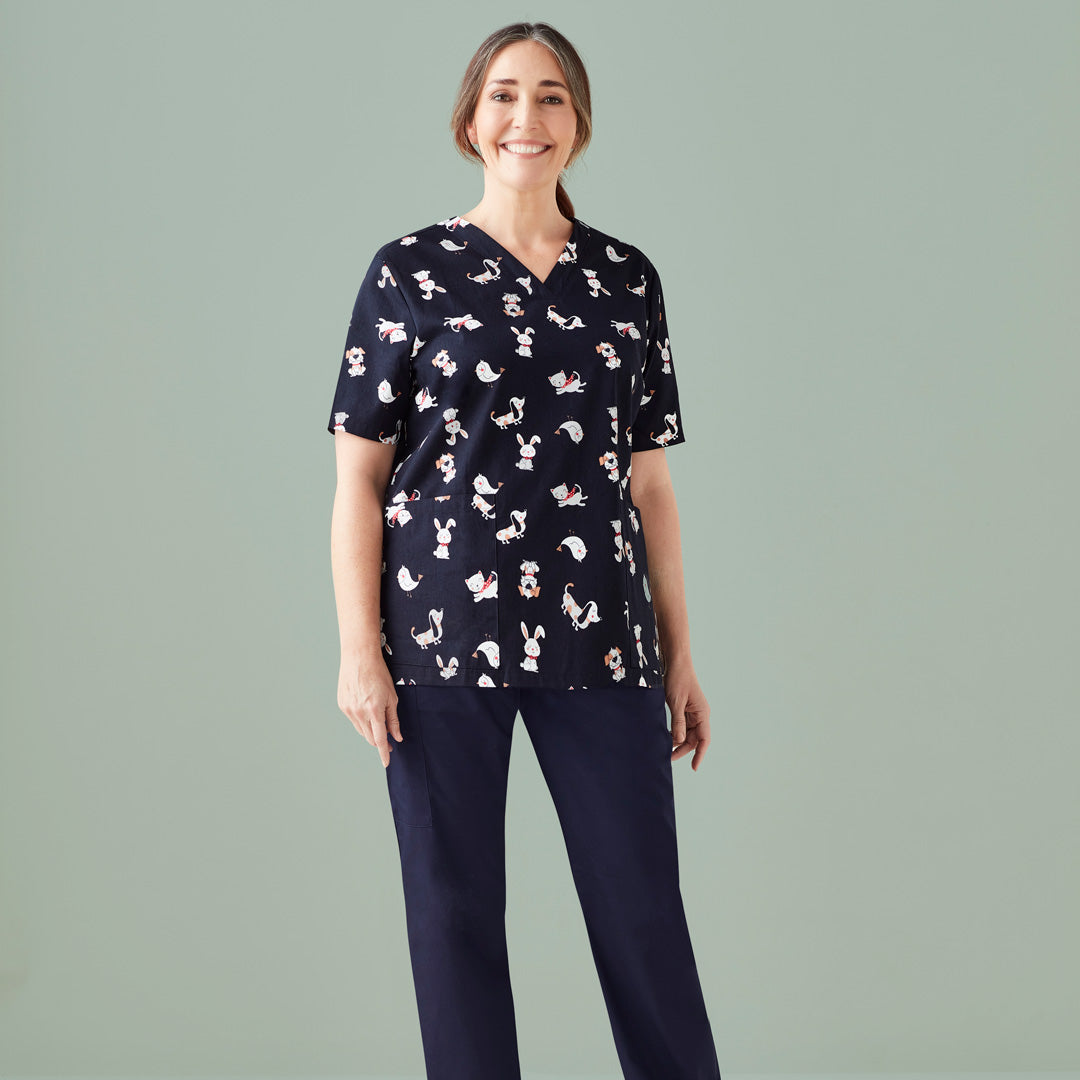 House of Uniforms The Best Friends Printed Scrub Top | Ladies Biz Care 