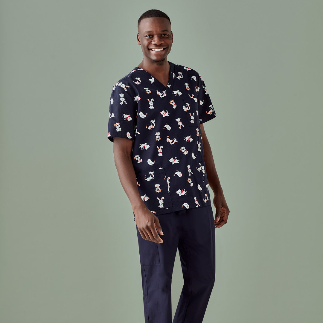 House of Uniforms The Best Friends Printed Scrub Top | Mens Biz Care