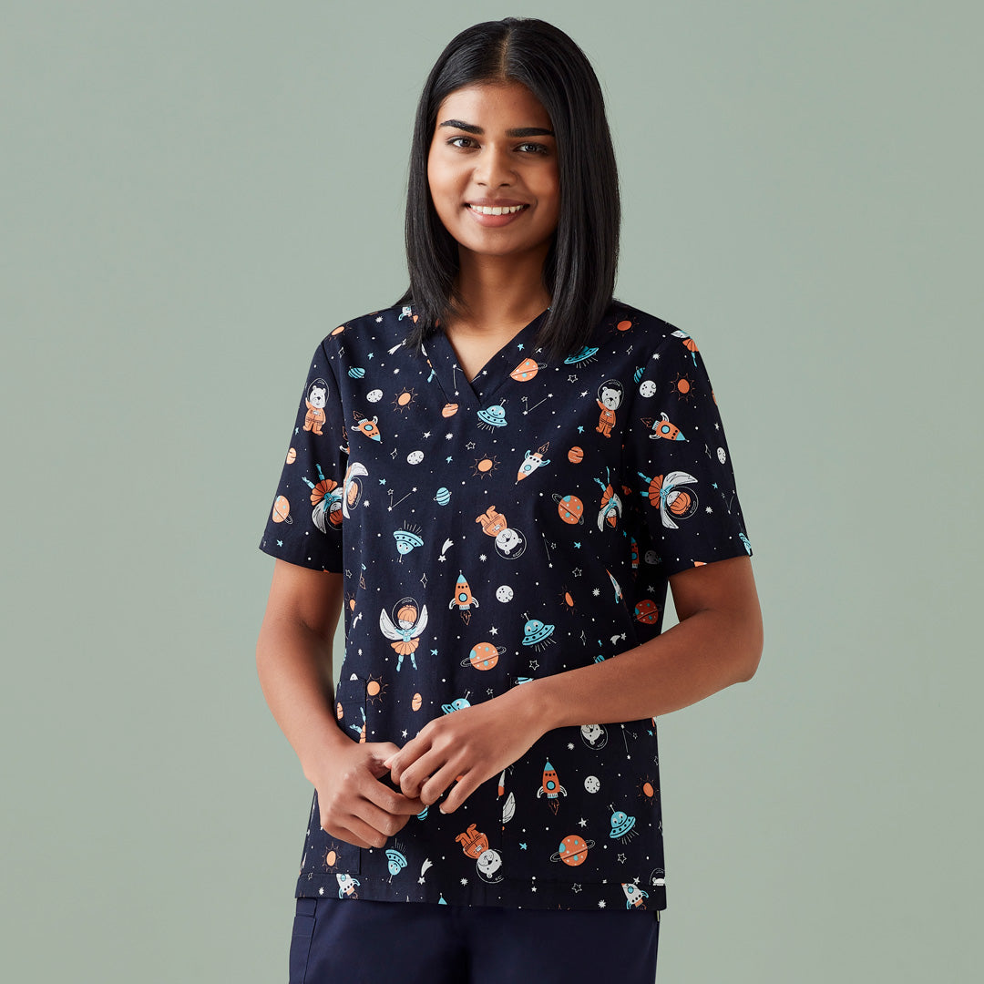 House of Uniforms The Space Party Printed Scrub Top | Ladies Biz Care