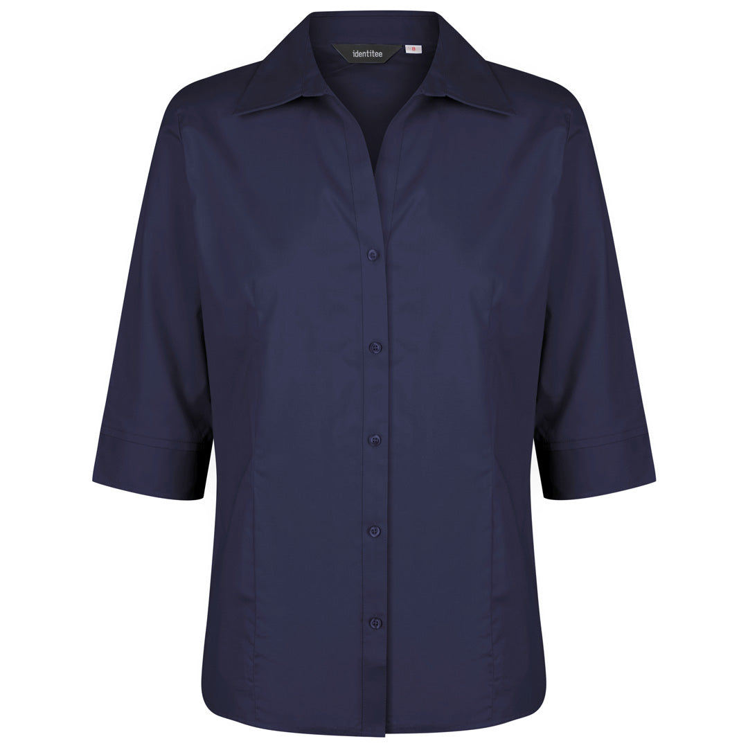 House of Uniforms The Rodeo Shirt | Ladies 3/4 Sleeve Identitee Navy