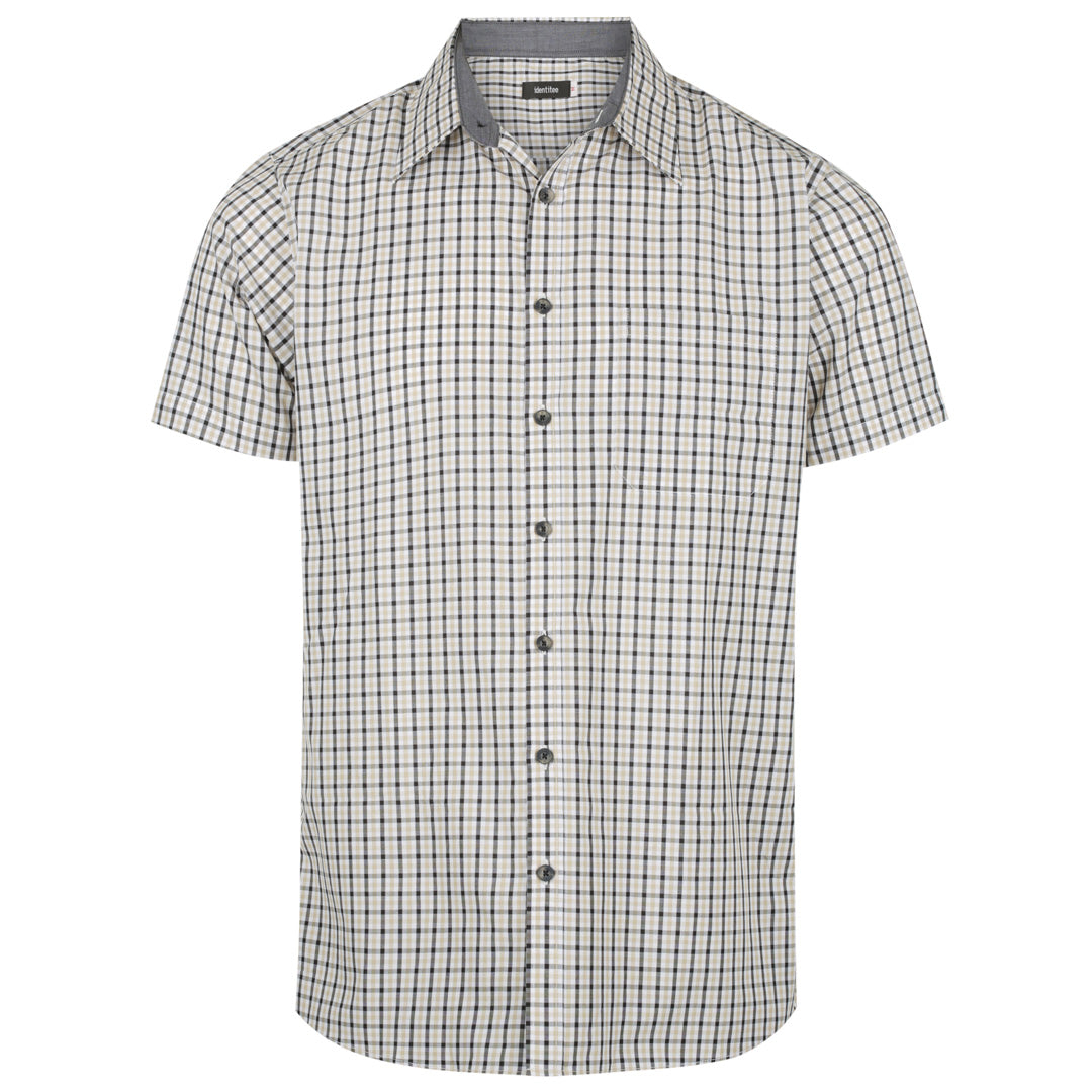 House of Uniforms The Hudson Shirt | Mens | Short & Long Sleeve Identitee Taupe/Black/White