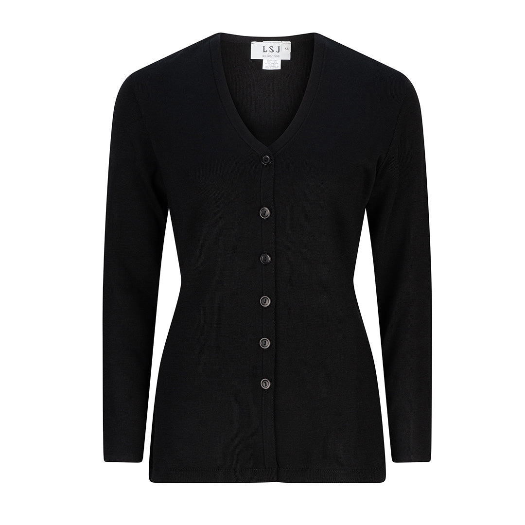 House of Uniforms The Long Line Cardigan | Ladies | Long Sleeves LSJ Collection Black