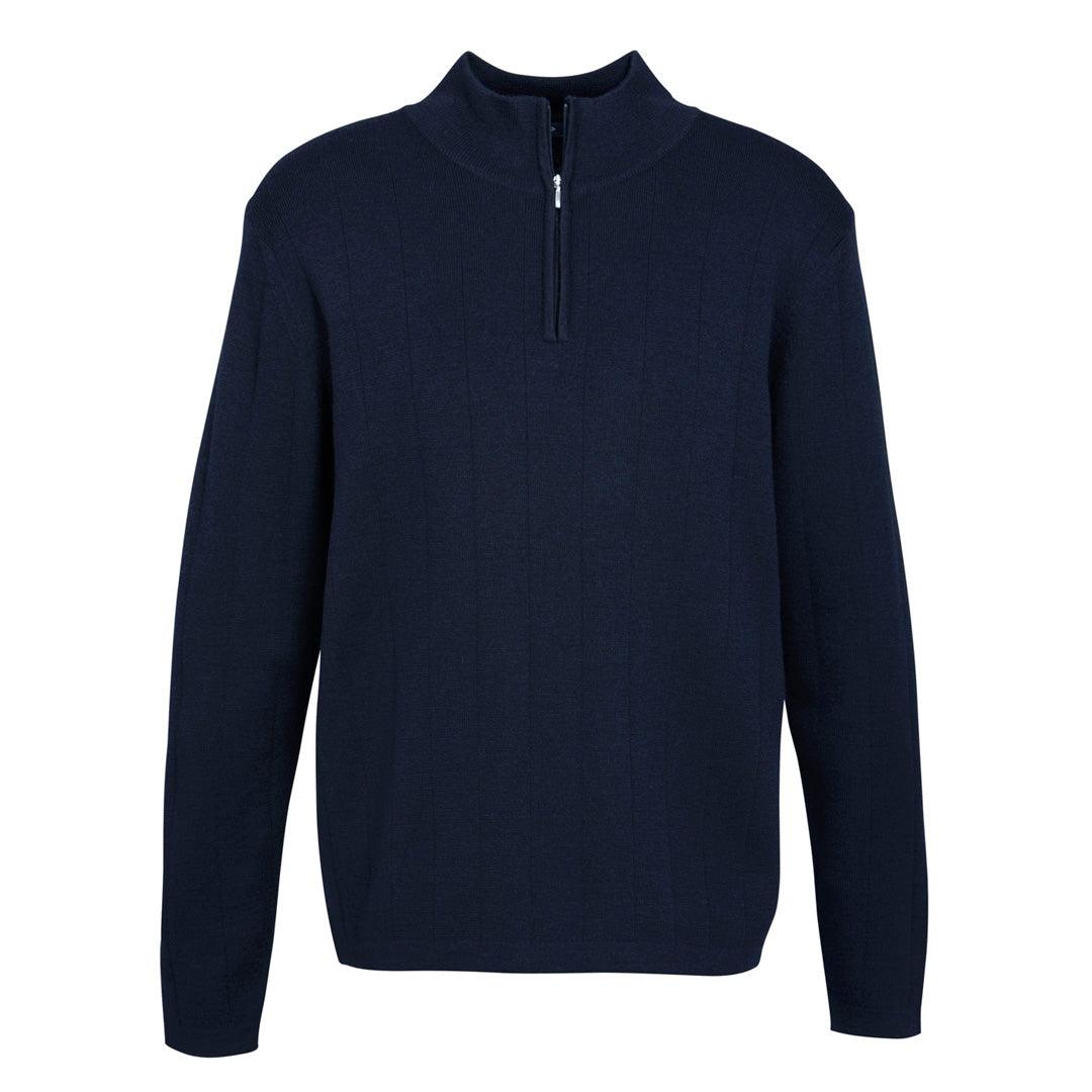 House of Uniforms The Wool-rich Zip Collar Jumper | Mens Biz Collection Navy