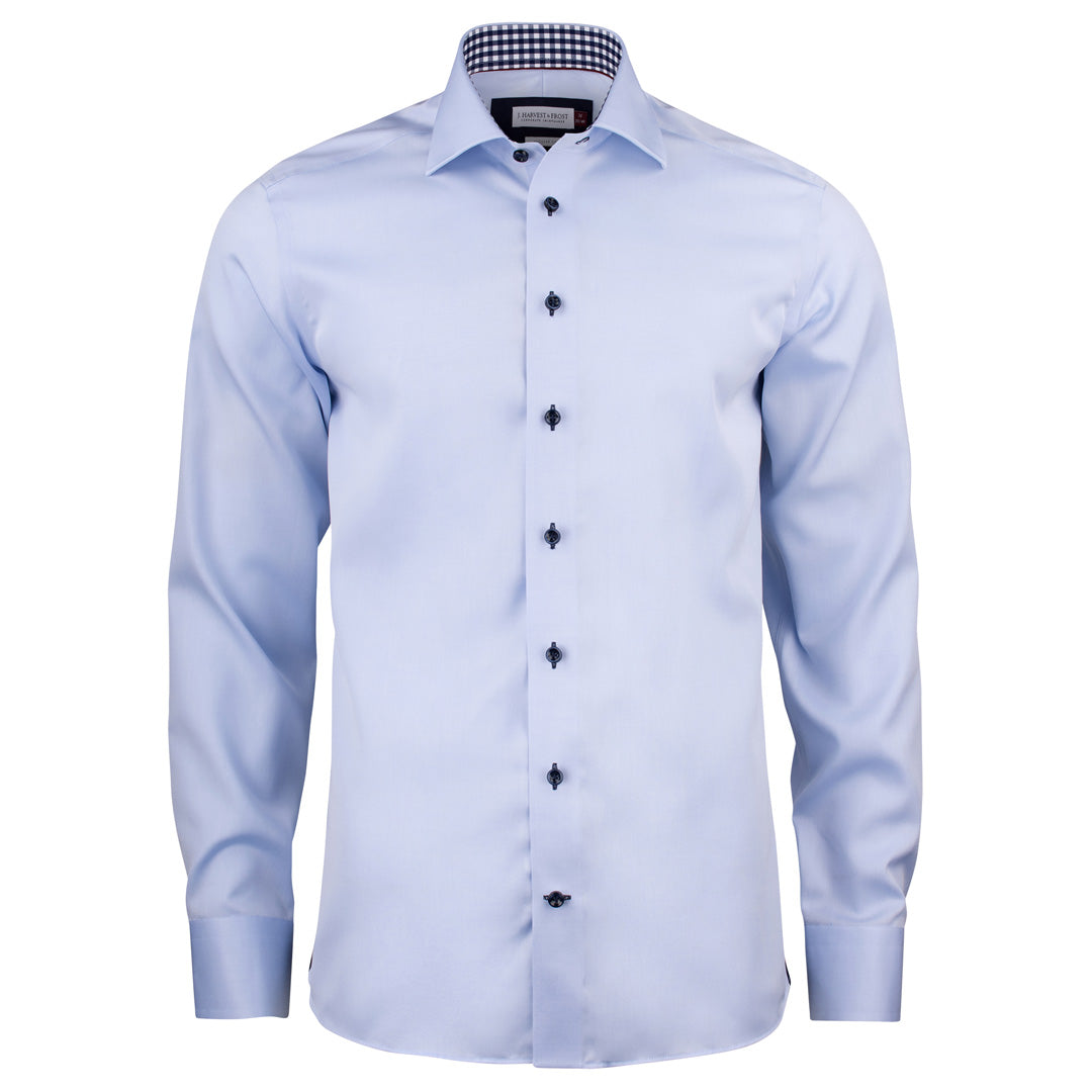House of Uniforms The Red Bow 20 Shirt | Mens | Long Sleeve James Harvest Sky Blue