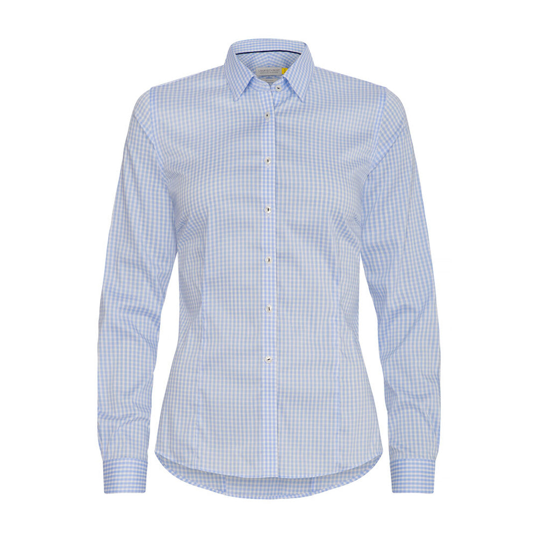 House of Uniforms The Yellow Bow 53 Shirt | Ladies | Long Sleeve James Harvest Sky Blue
