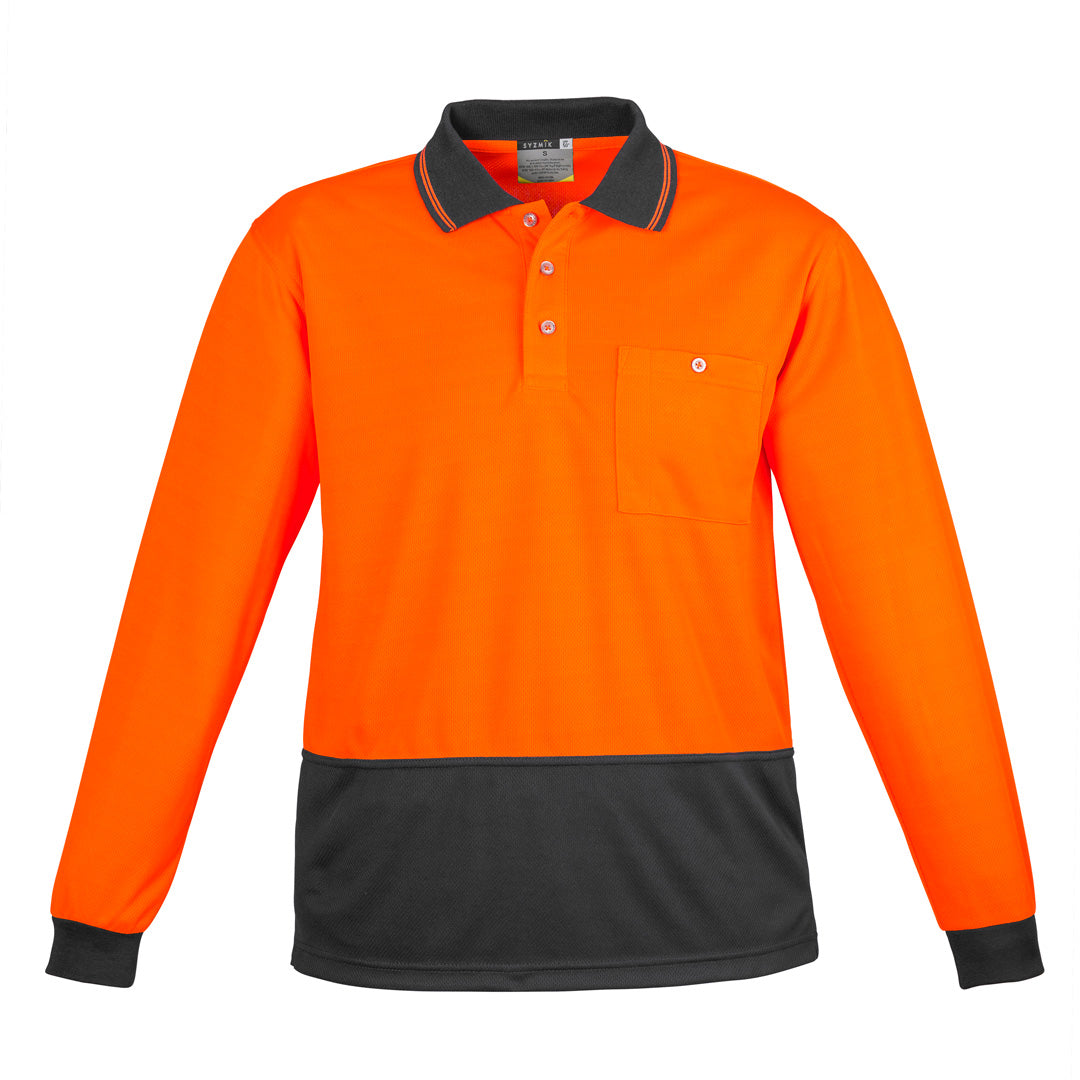 House of Uniforms The Alan Polo | Mens | Long Sleeve Syzmik Orange/Charcoal