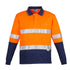House of Uniforms The Hi Vi Spliced Polo | Long Sleeve | Hoop Taped Syzmik Orange/Navy