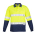 House of Uniforms The Hi Vi Spliced Polo | Long Sleeve | Hoop Taped Syzmik Yellow/Navy
