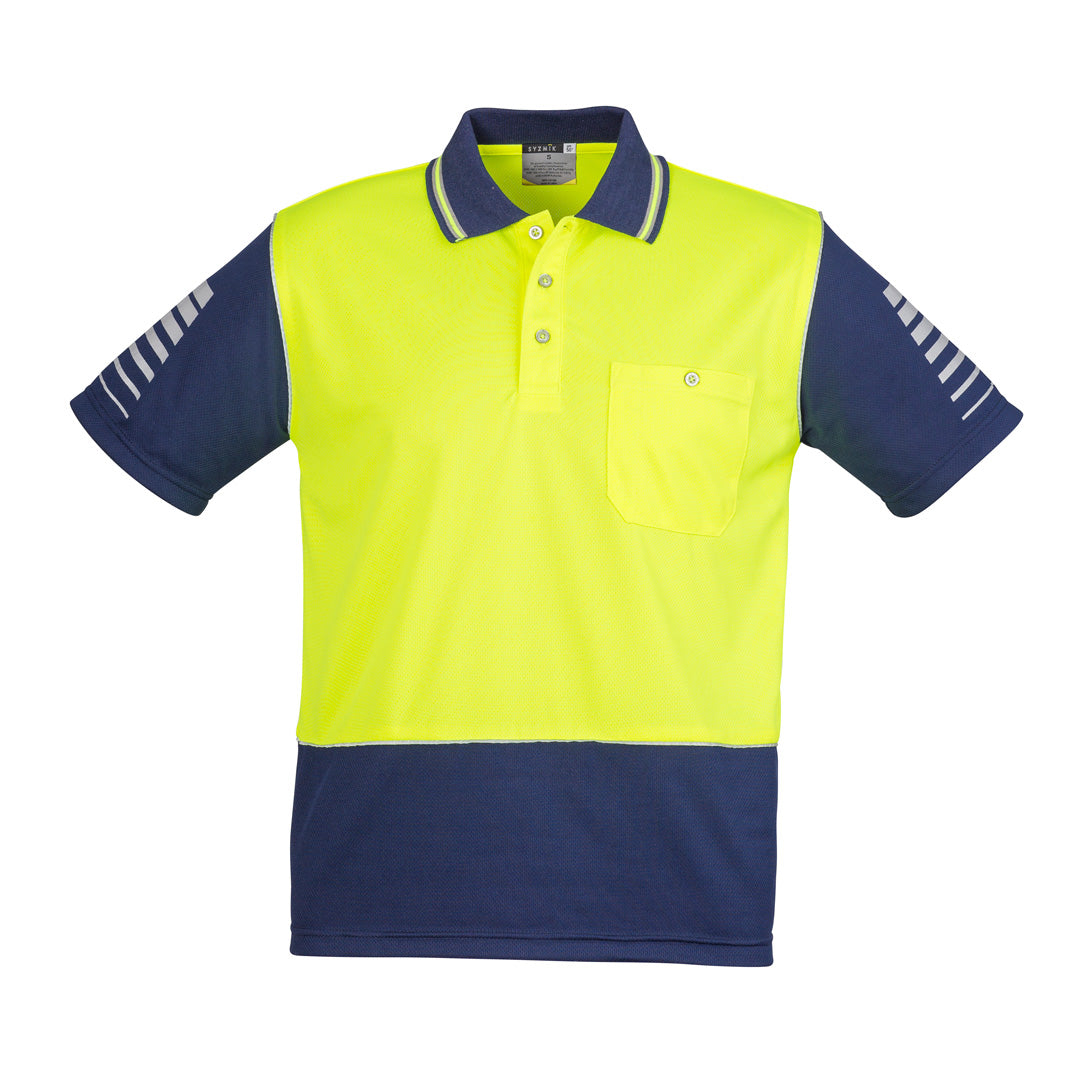 House of Uniforms The Hi Vis Zone Polo | Short Sleeve | Mens Syzmik Yellow/Navy