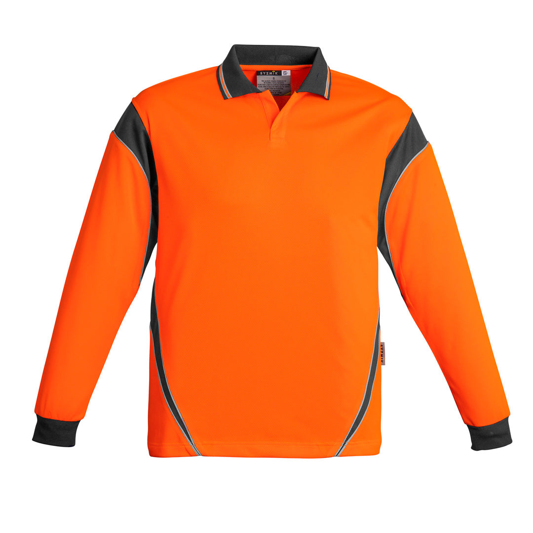 House of Uniforms The Aztec Polo | Mens | Long Sleeve Syzmik Orange/Charcoal