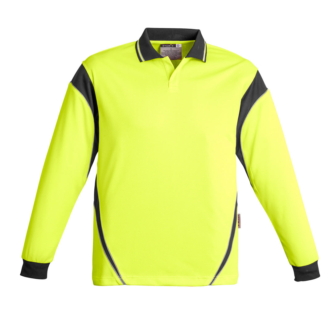House of Uniforms The Aztec Polo | Mens | Long Sleeve Syzmik Yellow/Charcoal