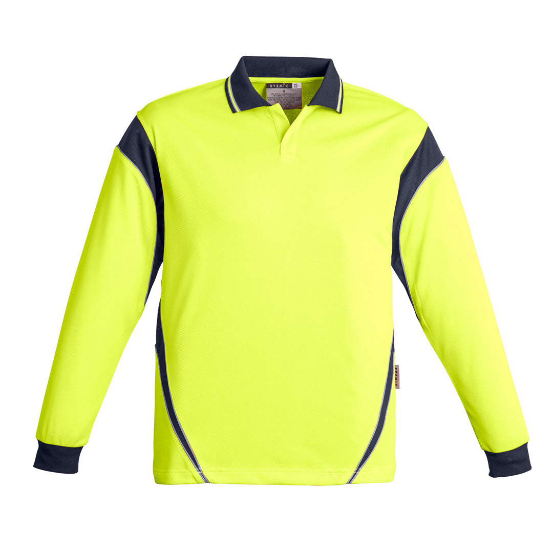 House of Uniforms The Aztec Polo | Mens | Long Sleeve Syzmik Yellow/Navy