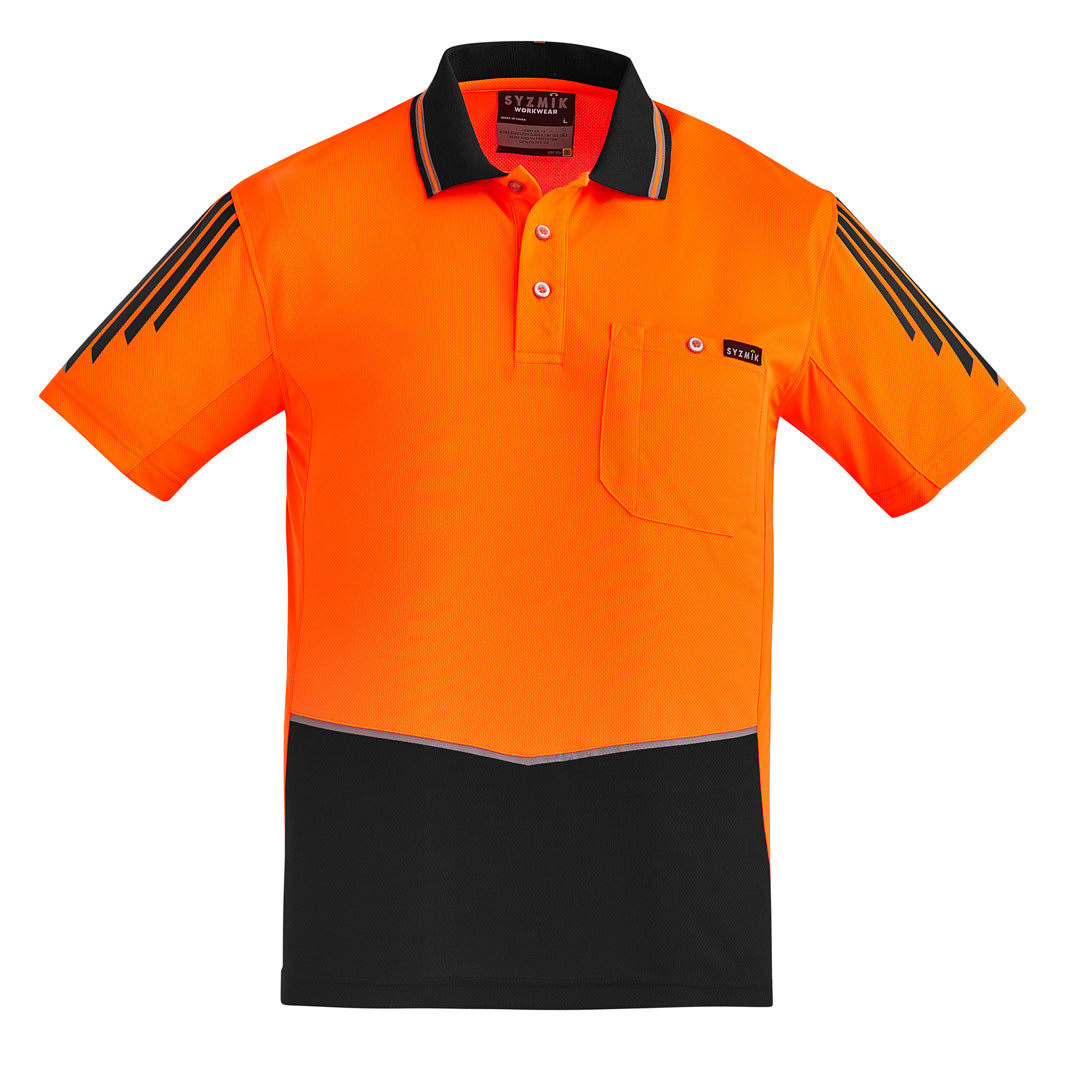 House of Uniforms The Flux Hi Vis Polo | Mens | Short Sleeve Syzmik Orange/Black
