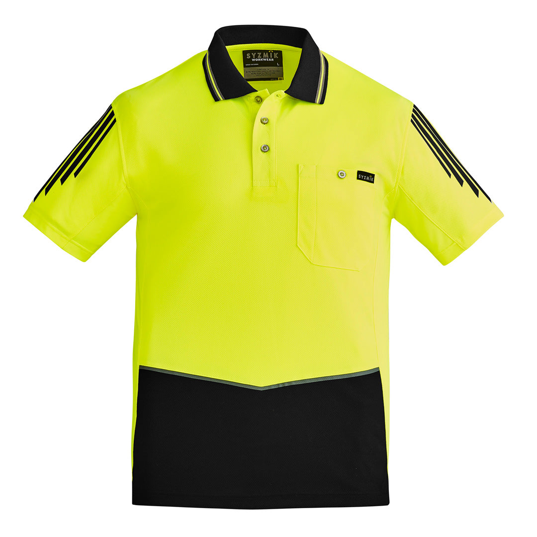 House of Uniforms The Flux Hi Vis Polo | Mens | Short Sleeve Syzmik Yellow/Black