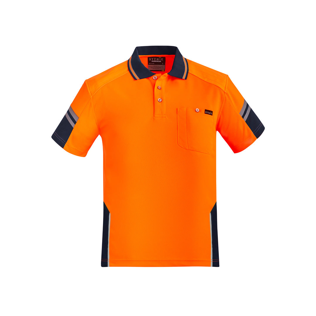House of Uniforms The Squad Polo RE | Mens | Short Sleeve Syzmik Orange/Navy