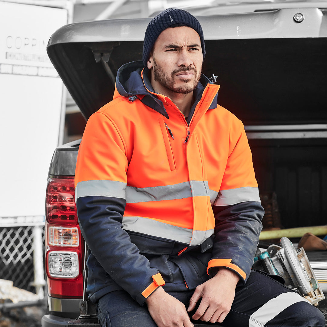 House of Uniforms The Hi Vis Antarctic Softshell Taped Jacket | Unisex Syzmik