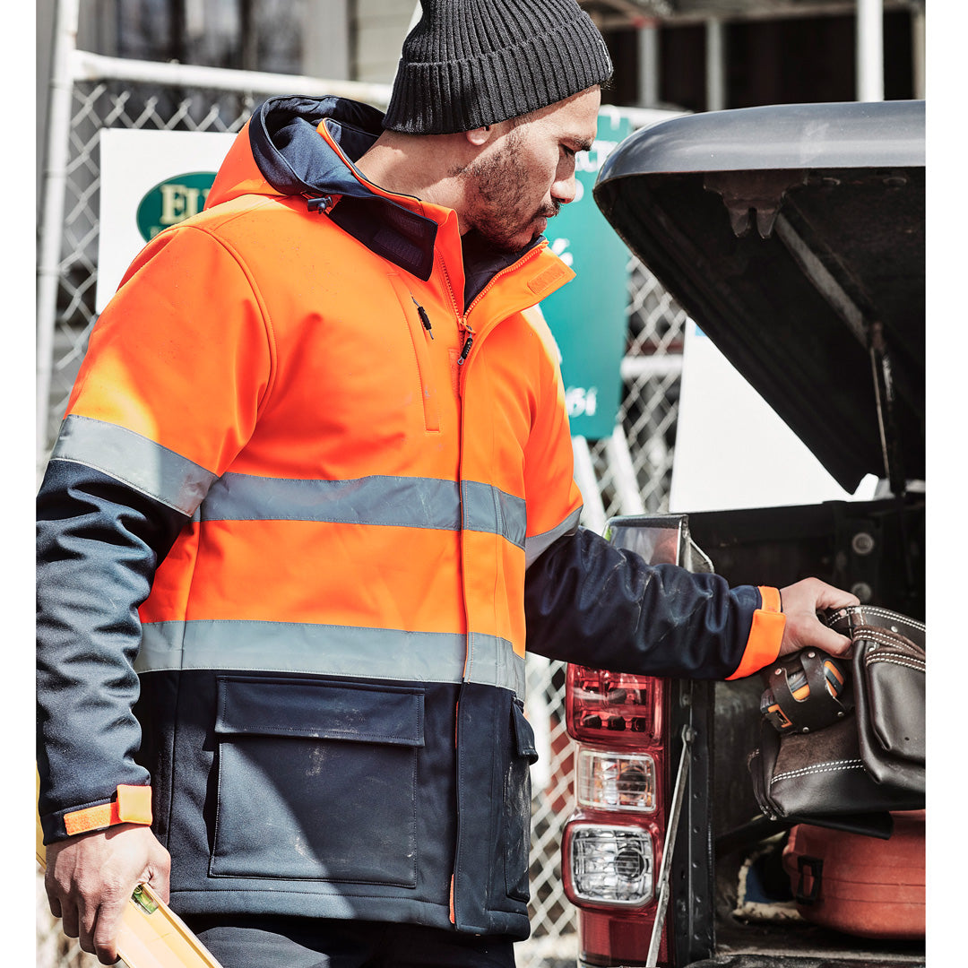 House of Uniforms The Hi Vis Antarctic Softshell Taped Jacket | Unisex Syzmik