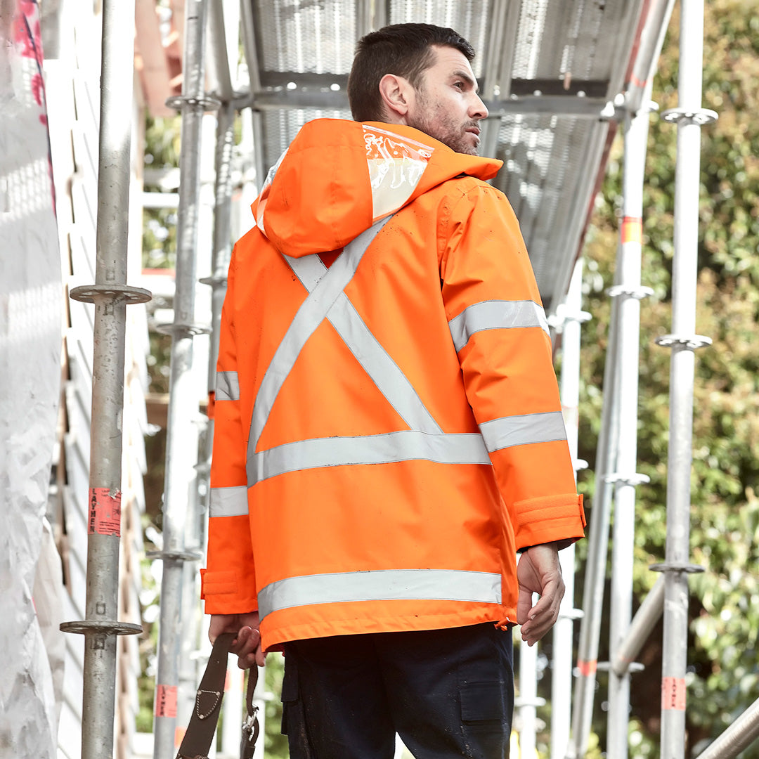 House of Uniforms The Hi Vis X Back Taped 4 in 1 Jacket | Unisex Syzmik