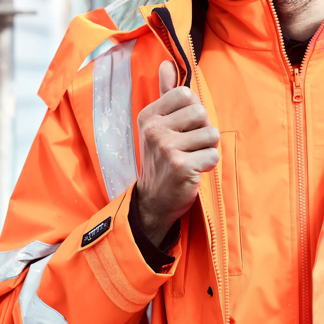 House of Uniforms The Hi Vis X Back Taped 4 in 1 Jacket | Unisex Syzmik