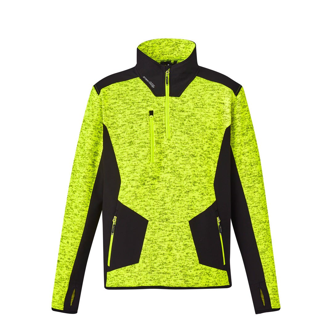 House of Uniforms The David Jumper | Mens | 1/4 Zip Streetworx Fluoro Yellow
