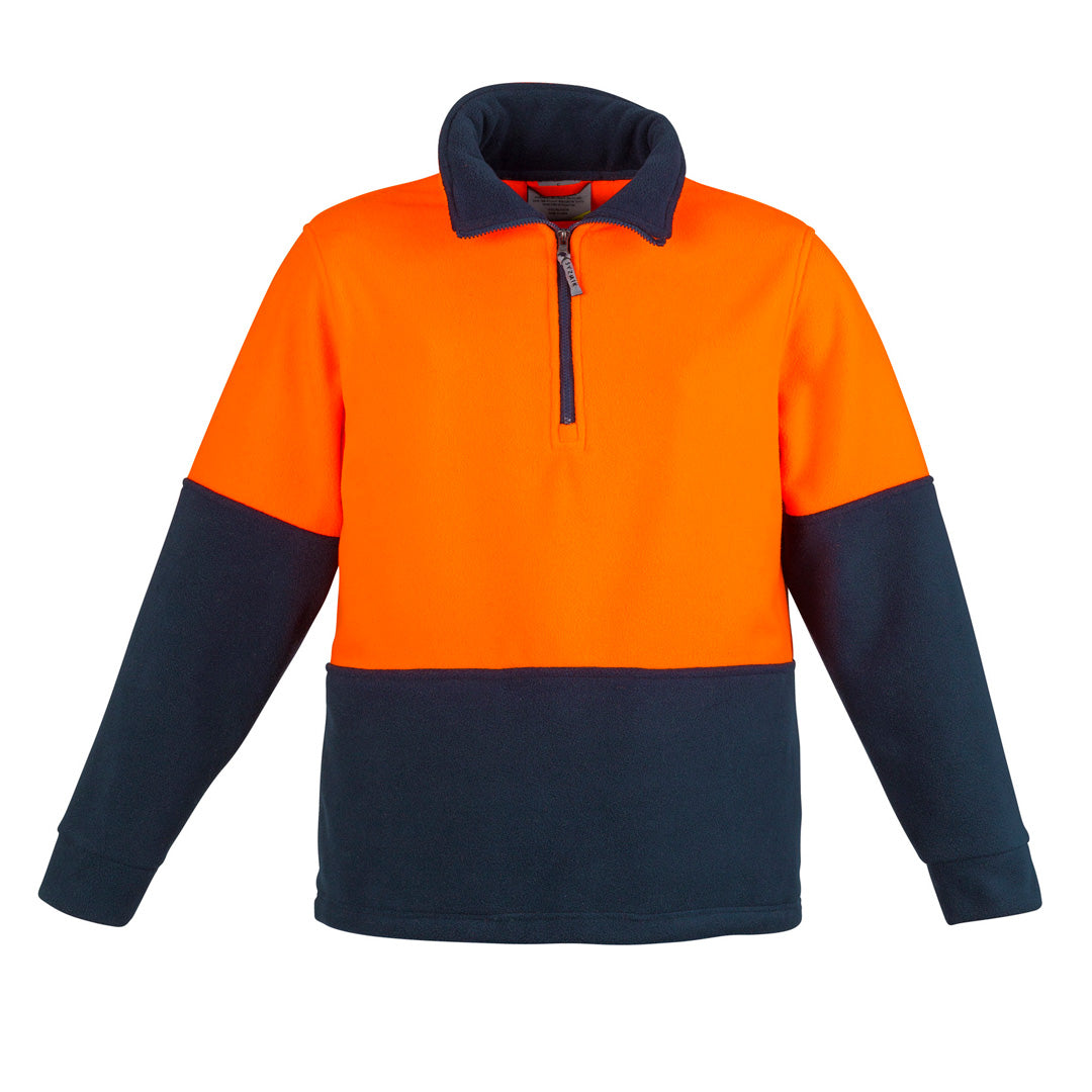 House of Uniforms The Hi Vis Half Zip Fleece Jumper | Unisex Syzmik Orange/Navy
