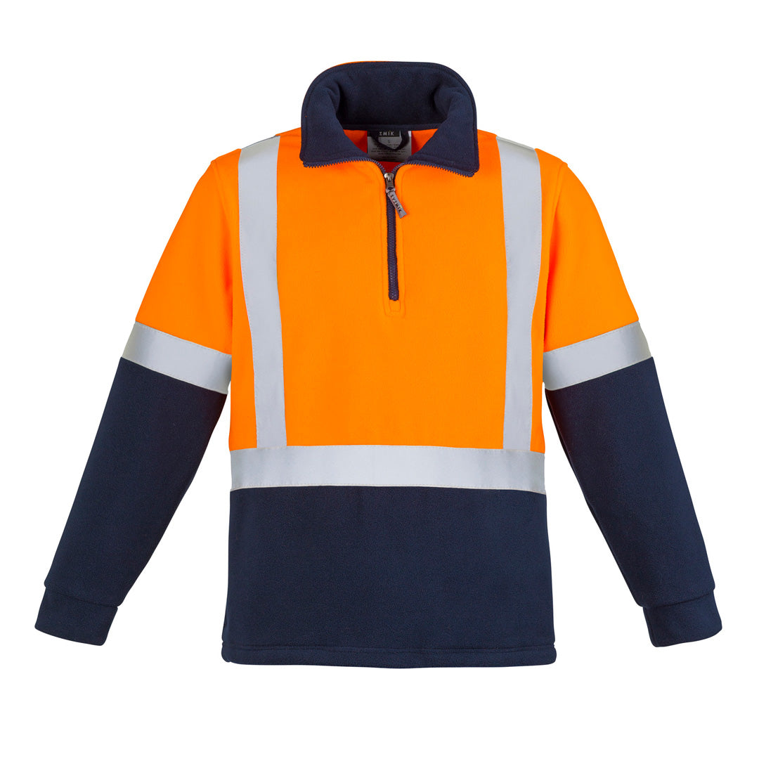 House of Uniforms The Hi Vis Shoulder Tape Polar Fleece Jumper | Mens Syzmik Orange/Navy