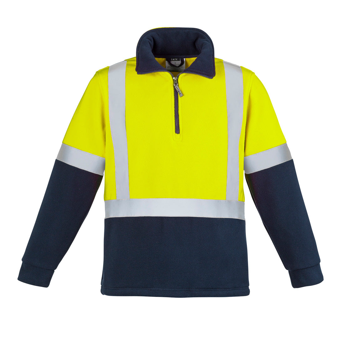 House of Uniforms The Hi Vis Shoulder Tape Polar Fleece Jumper | Mens Syzmik Yellow/Navy