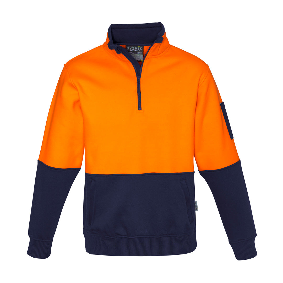 House of Uniforms The Justin Jumper | Mens | 1/4 Zip Syzmik Orange/Navy