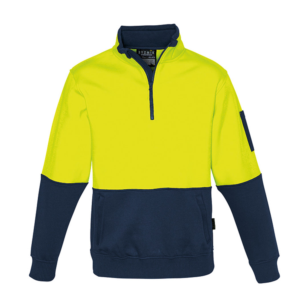 House of Uniforms The Justin Jumper | Mens | 1/4 Zip Syzmik Yellow/Navy