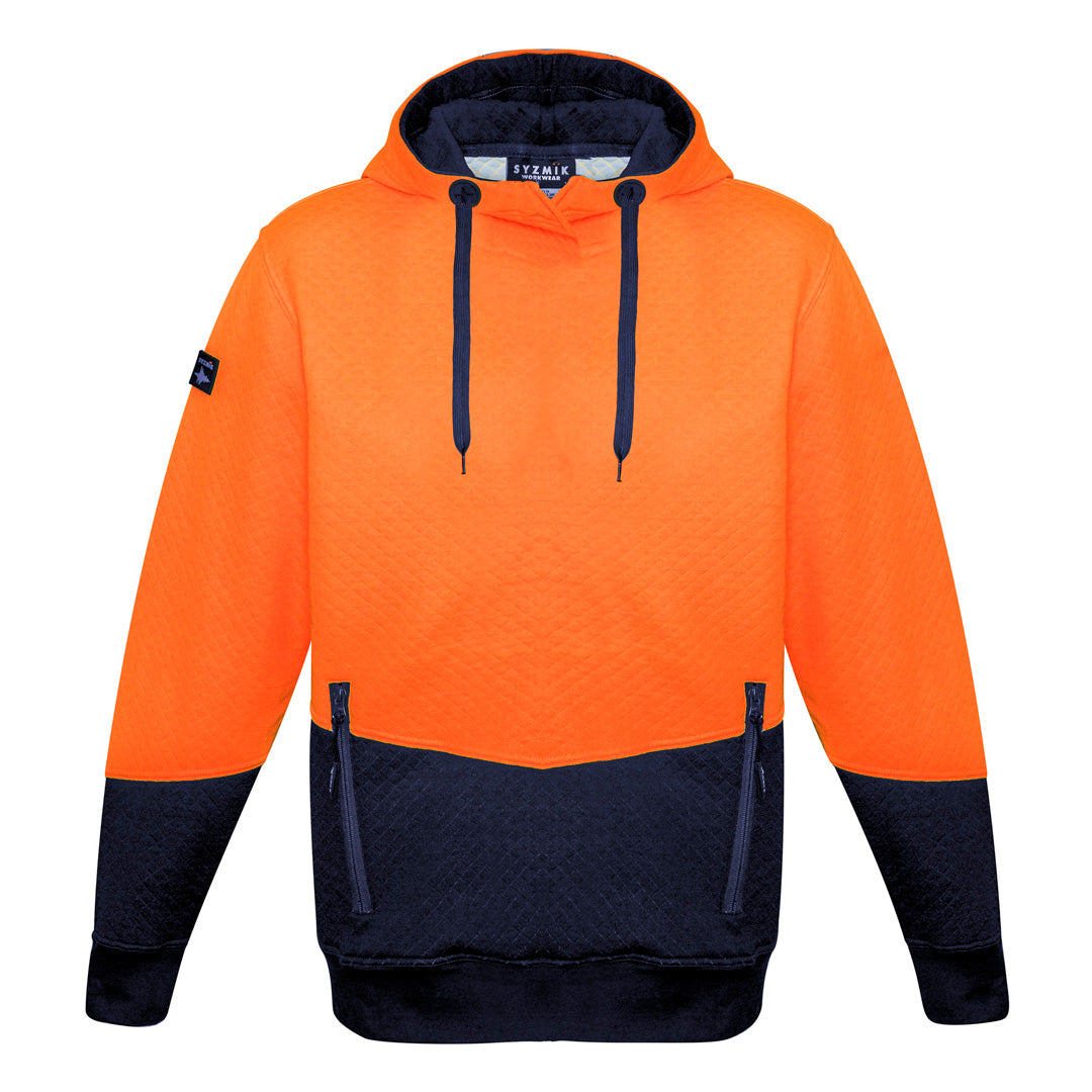 House of Uniforms The Hi Vis Textured Jacquard Hoodie | Pullover | Unisex Syzmik Orange/Navy