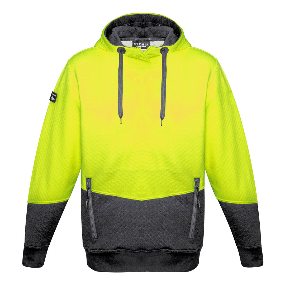 House of Uniforms The Hi Vis Textured Jacquard Hoodie | Pullover | Unisex Syzmik Yellow/Charcoal